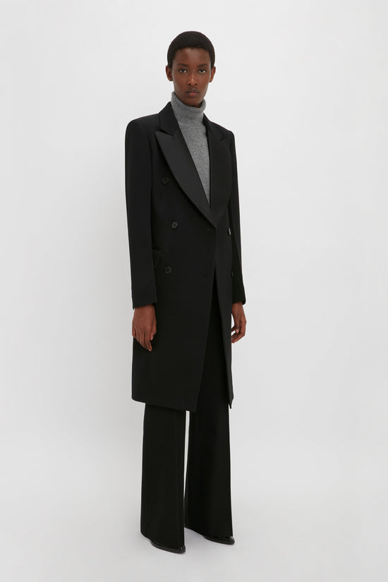 Double Breasted Tuxedo Coat in Black – Victoria Beckham