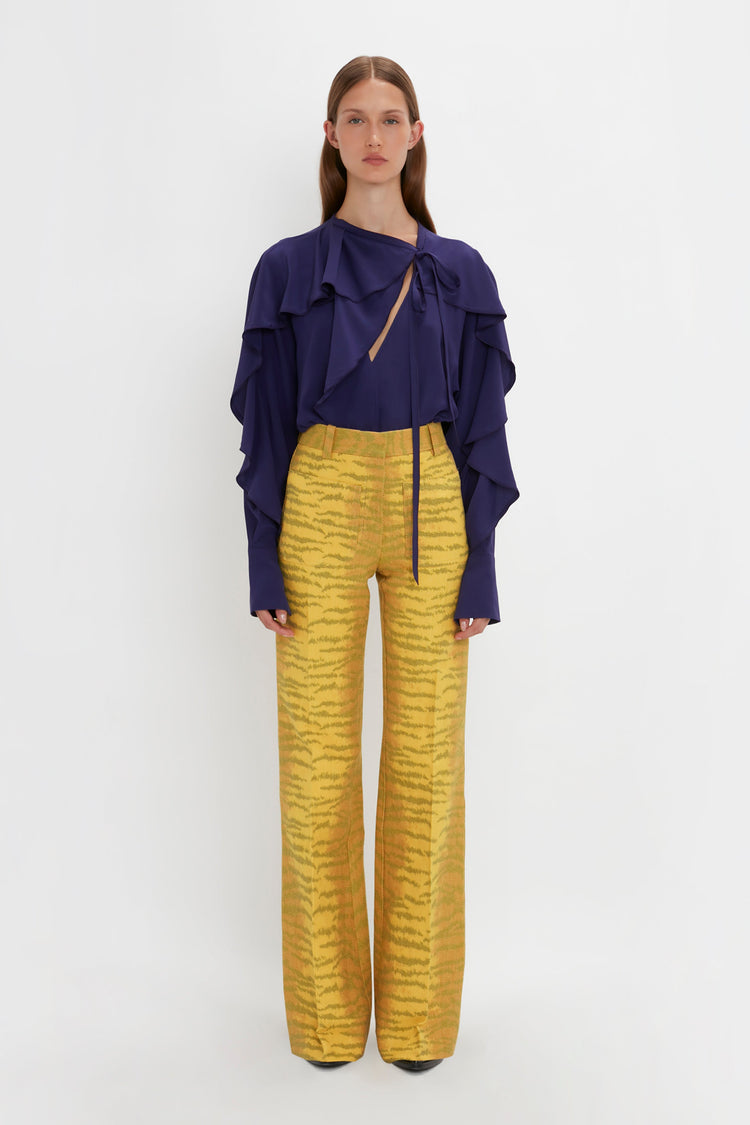 Alina Trouser In Yellow-Maple Tiger Print