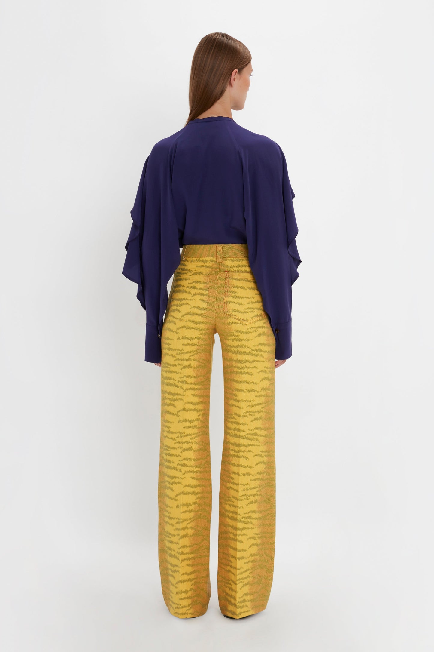 Alina Trouser In Yellow-Maple Tiger Print