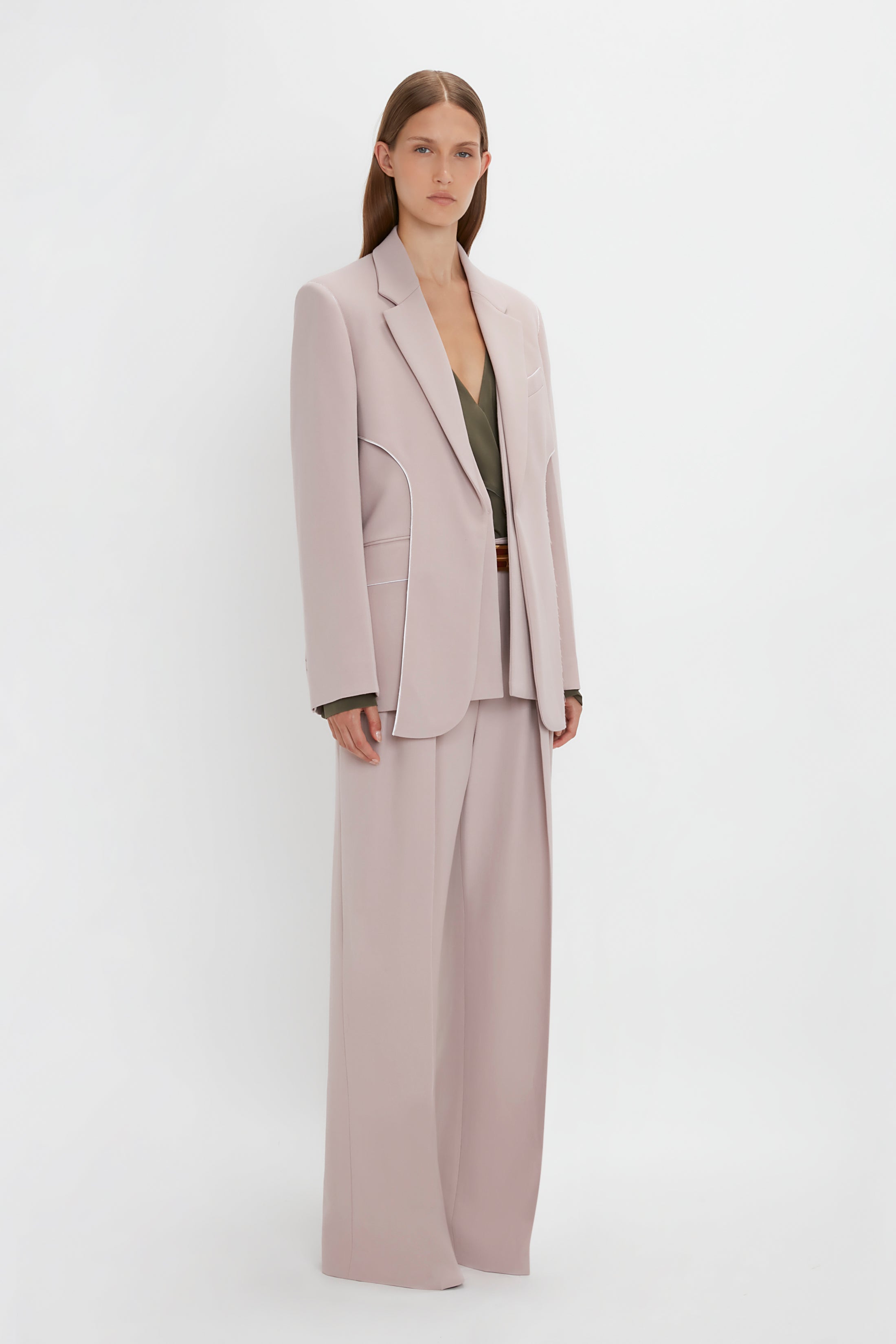 ZARA WOMAN PINK BLAZER WITH POCKETS AND MATCHING STRAIGHT TROUSERS