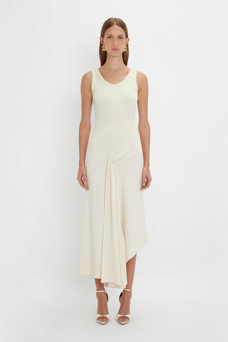 Sleeveless Tie Detail Dress In Cream – Victoria Beckham