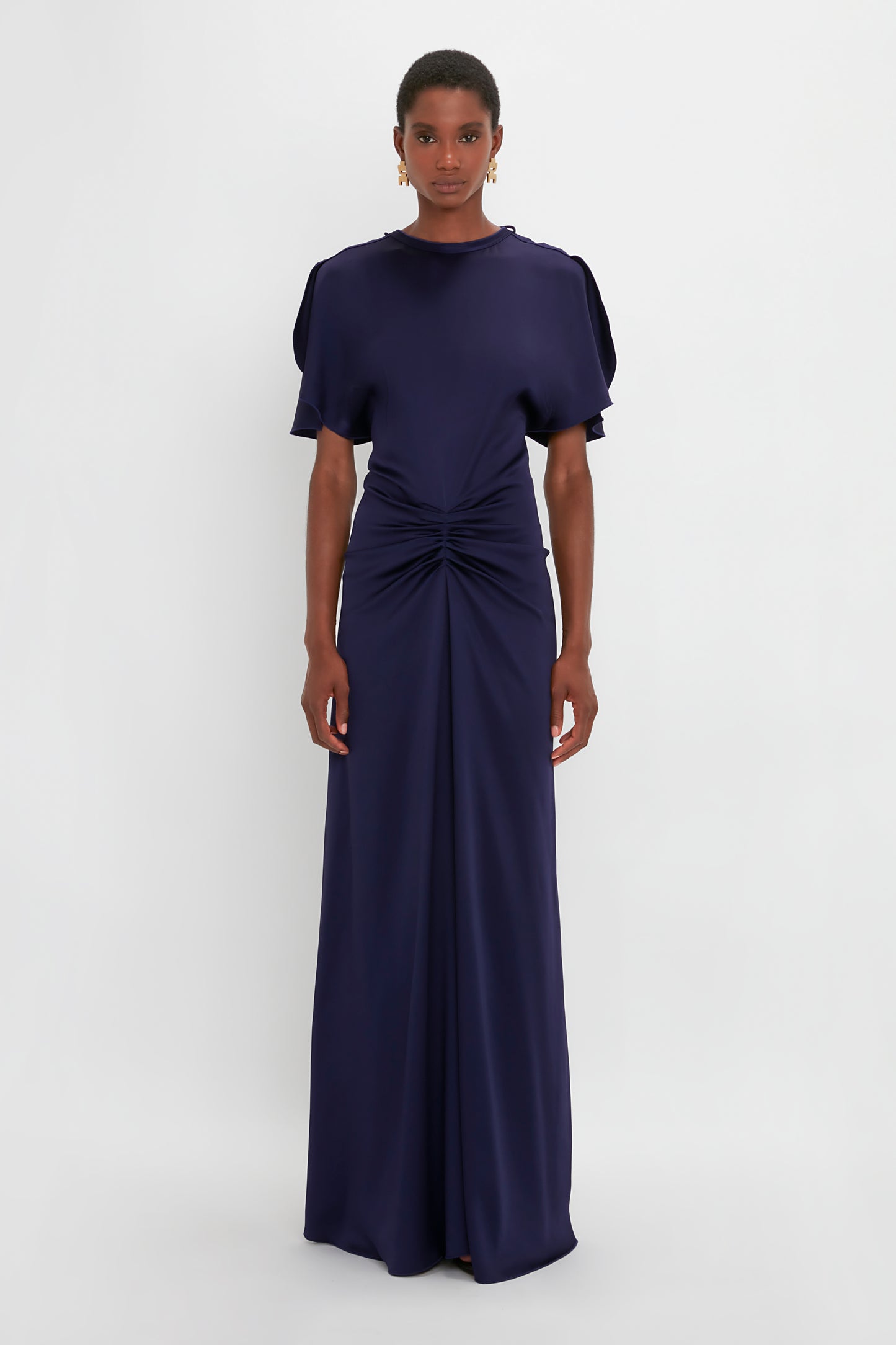 Exclusive Gathered Waist Floor-Length Dress In Ultraviolet