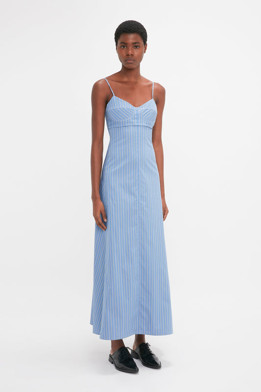 Cami Fit And Flare Midi In Steel Blue