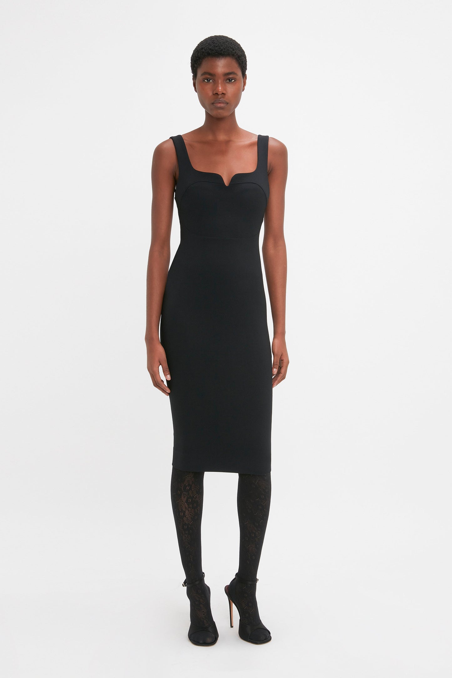 Sleeveless Fitted T Shirt Dress In Black Victoria Beckham