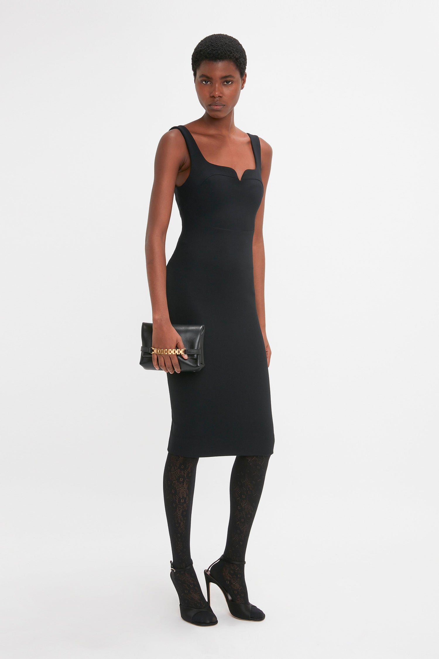 Sleeveless Fitted T Shirt Dress In Black Victoria Beckham