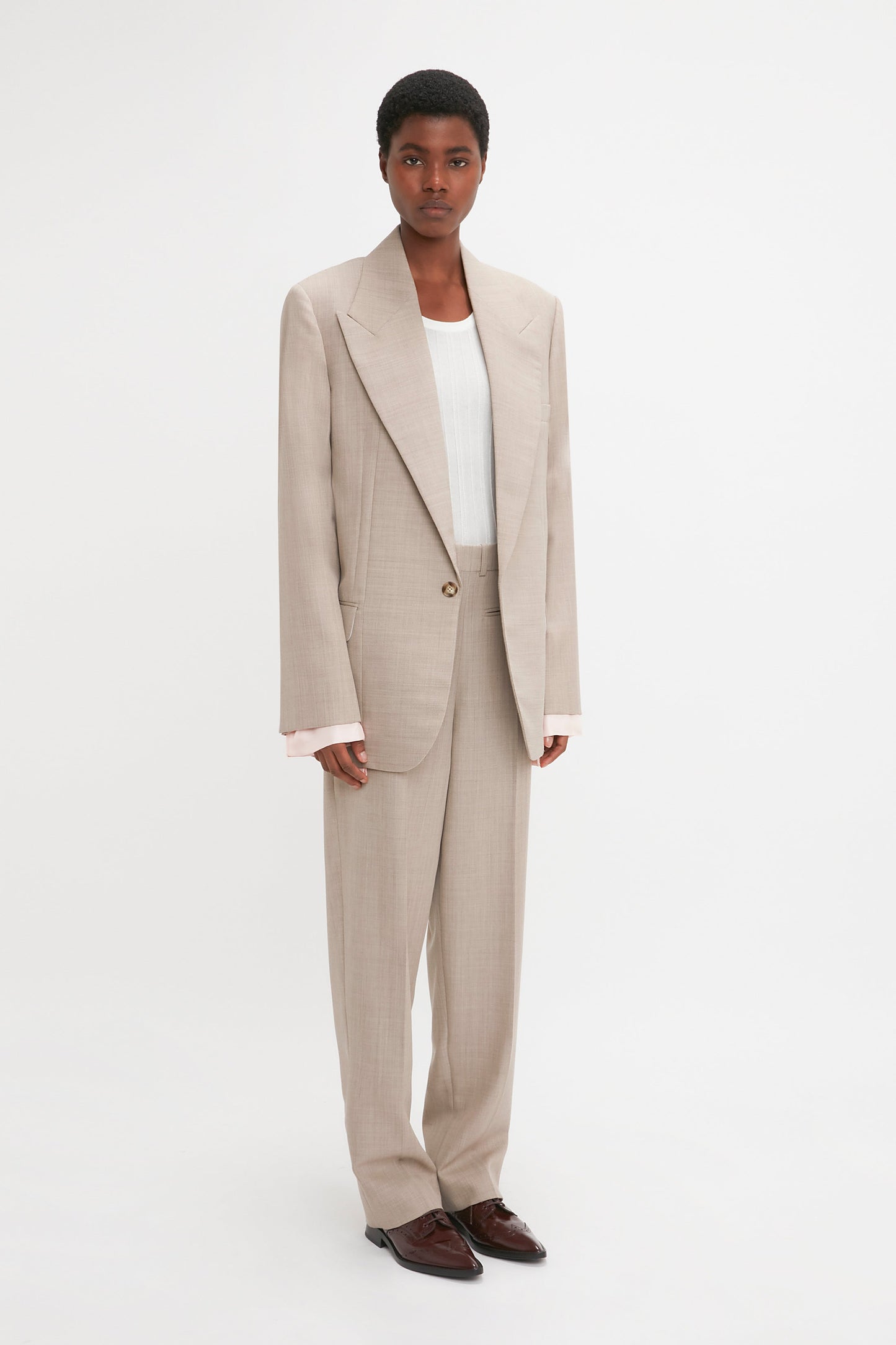 Darted Sleeve Tailored Jacket In Sesame