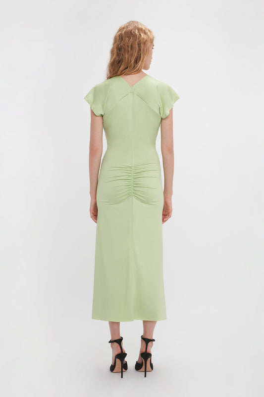 Sleeveless Rouched Jersey Dress In Pistachio