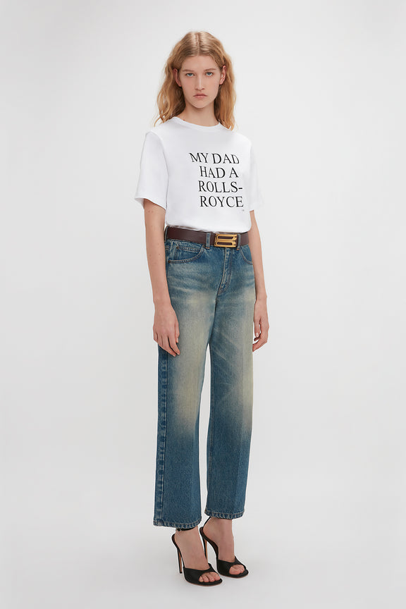 Exclusive 'My Dad Had A Rolls-Royce' Slogan T-Shirt In White – Victoria ...