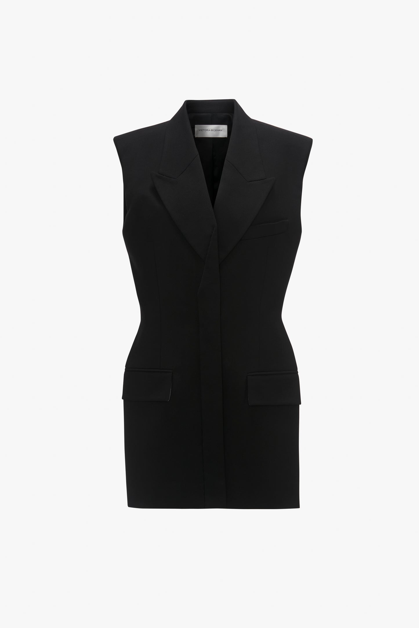 Sleeveless Tailored Dress In Black