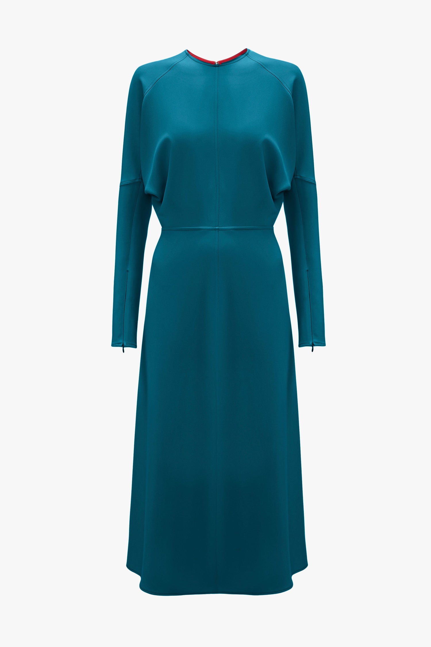 Long Sleeve Dolman Midi Dress In Petroleum Victoria Beckham