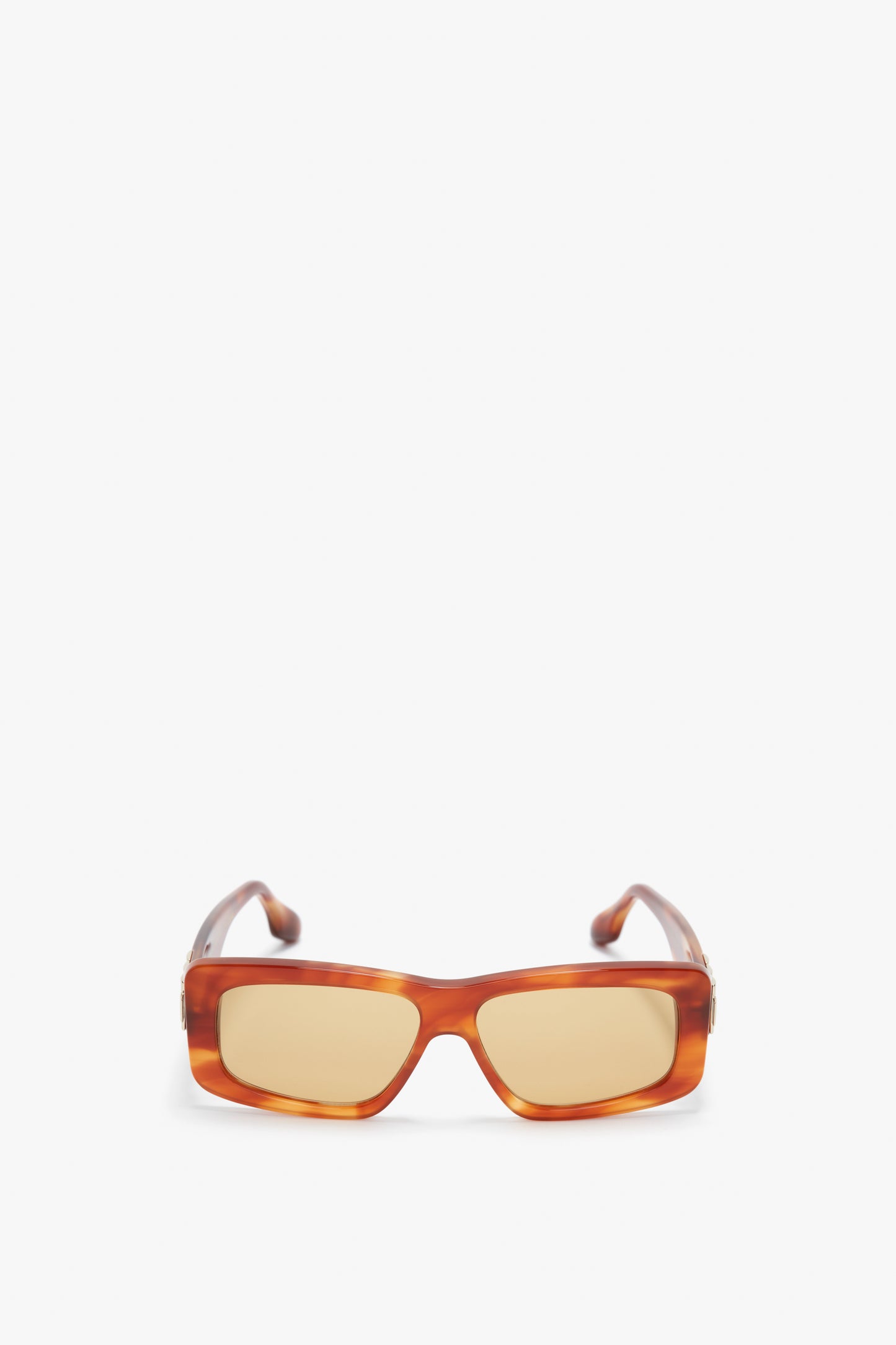 Chain Detail Rectangular Frame Sunglasses In Striped Blonde Havana