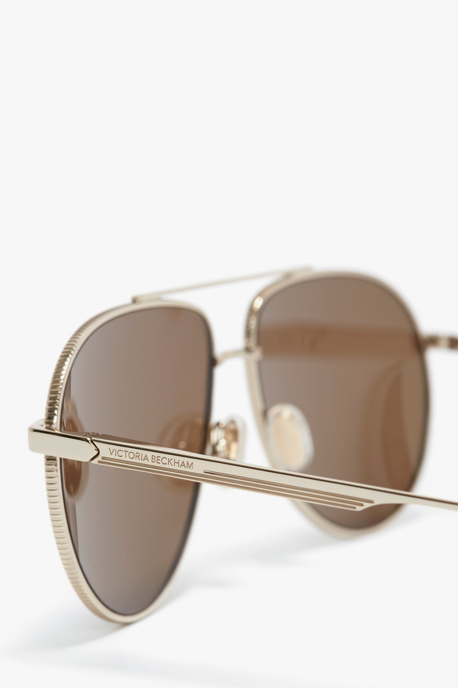 V Metal Pilot Sunglasses In Gold Khaki Victoria Beckham