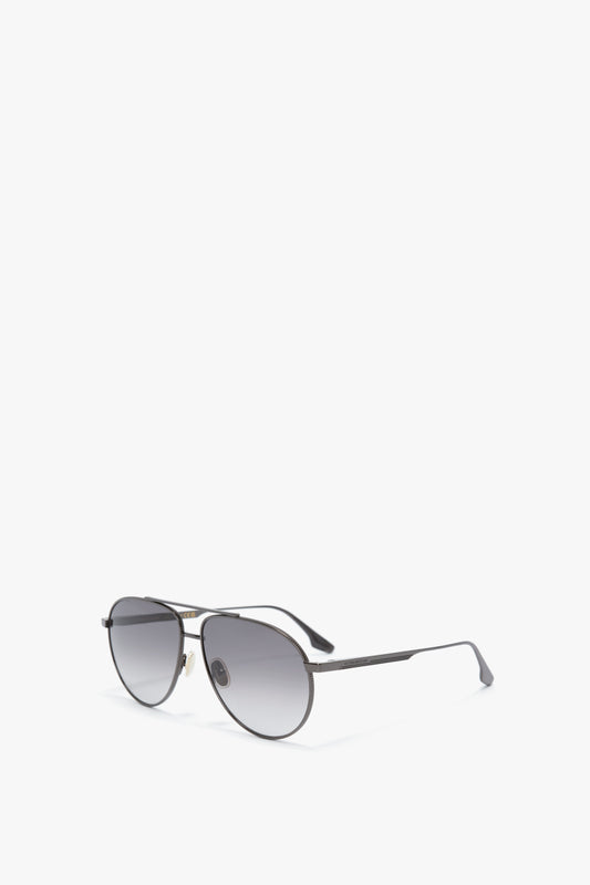 V Metal Pilot Sunglasses In Grey Gradient
