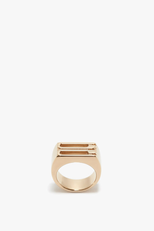 Exclusive Frame Signet Ring In Gold by Victoria Beckham with a rectangular inset on a white background.