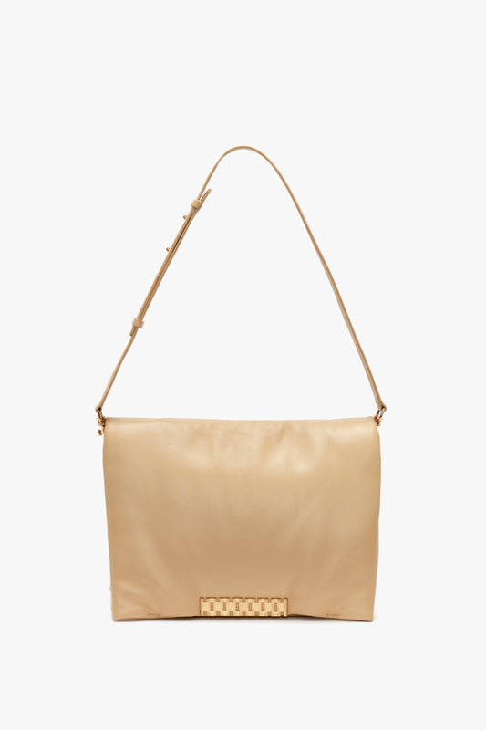 Puffy Jumbo Chain Pouch Bag In Sesame Leather