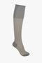 A single Victoria Beckham Superfine Rib Socks In Lunar Grey with a darker gray toe, heel, and top band, made from 100% cotton with superfine ribbed texture, displayed against a white background.