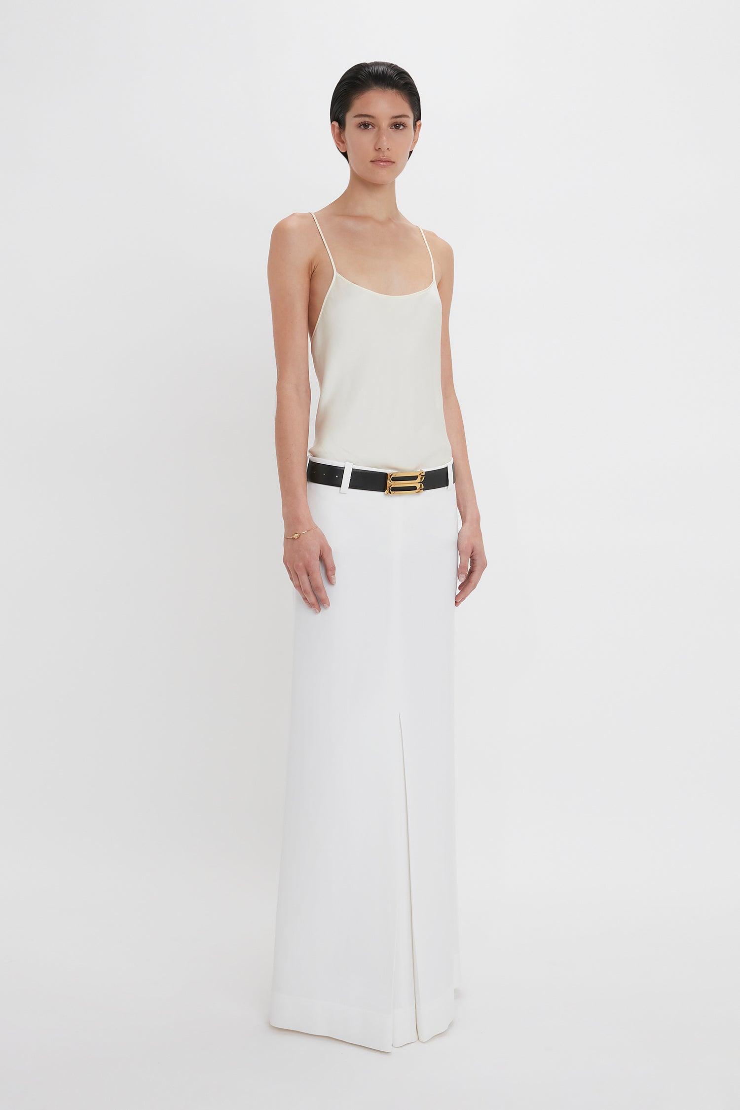 Exclusive Tailored Floor-Length Pleated Skirt In Ivory – Victoria