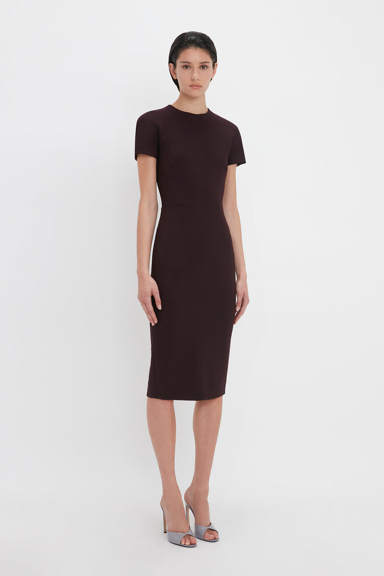 Fitted T-Shirt Dress In Deep Mahogany – Victoria Beckham