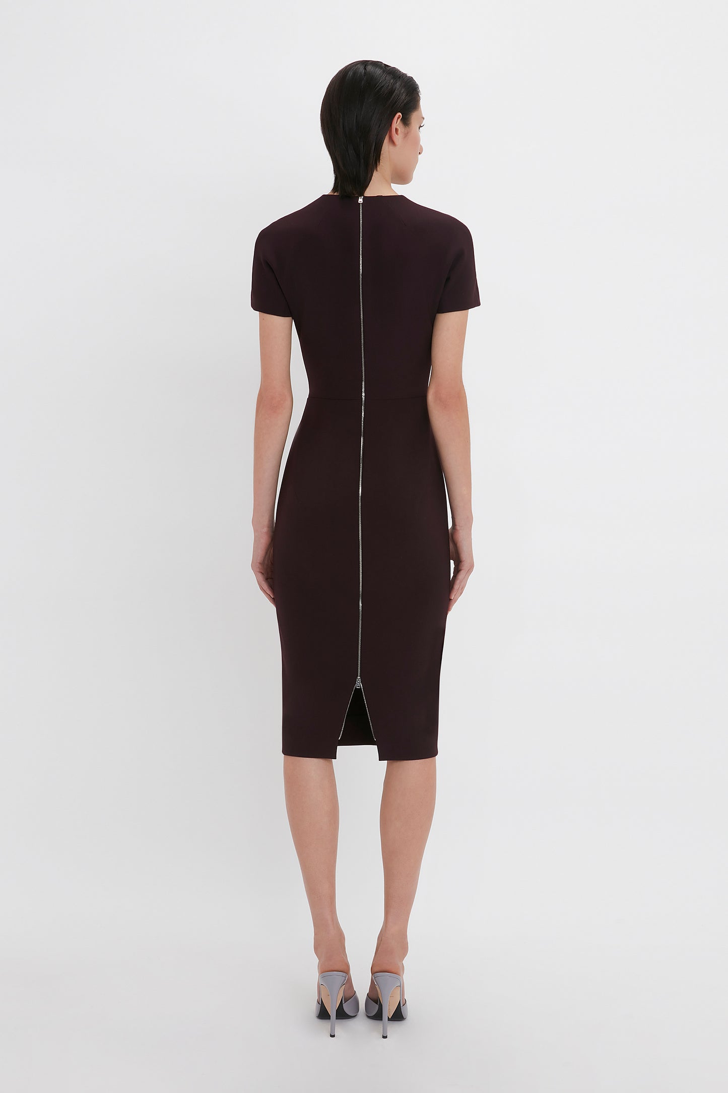 Fitted T Shirt Dress In Deep Mahogany Victoria Beckham