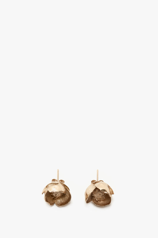 Exclusive Camellia Flower Stud Earrings In Gold