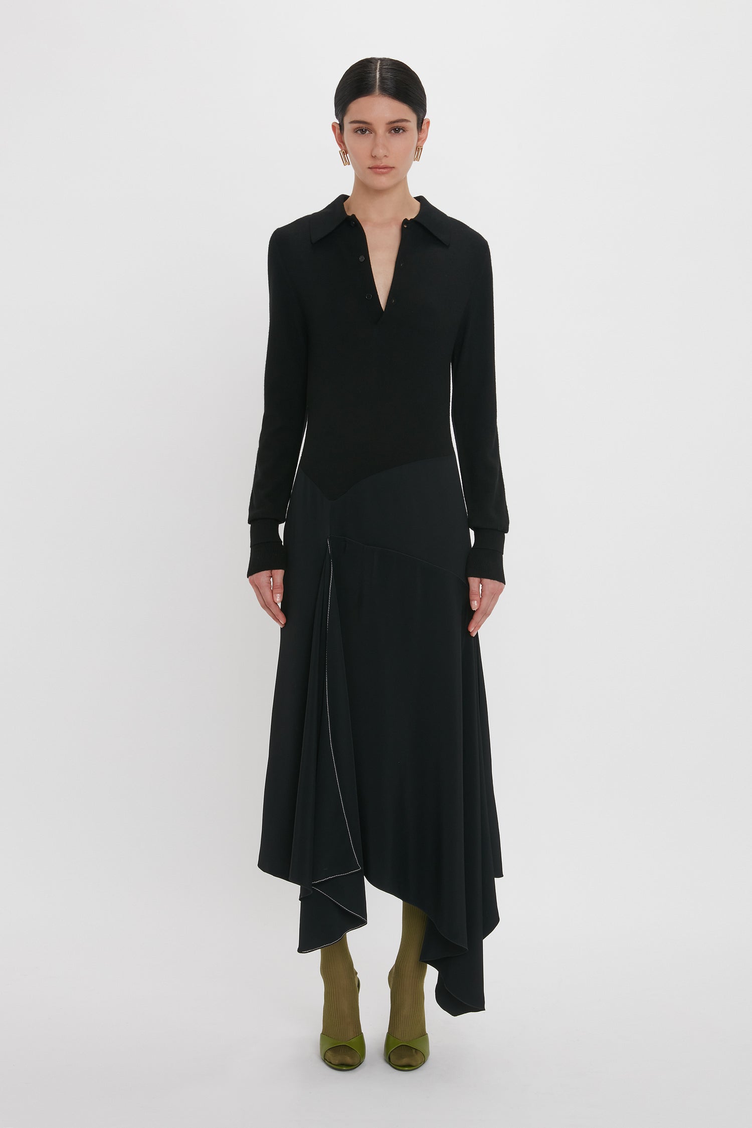 Henley Shirt Dress In Black – Victoria Beckham