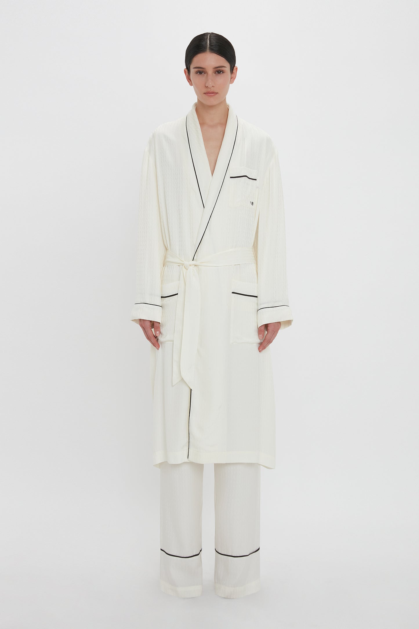 Pyjama Robe In Ivory Monogram