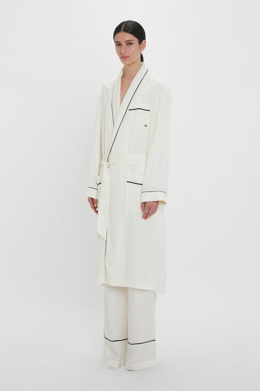 Pyjama Robe In Ivory Monogram