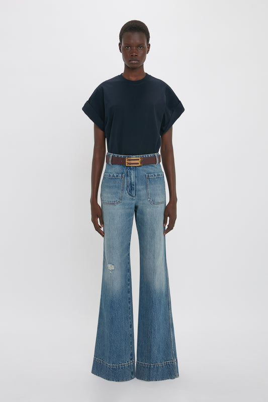 Asymmetric Relaxed Fit T-Shirt In Navy