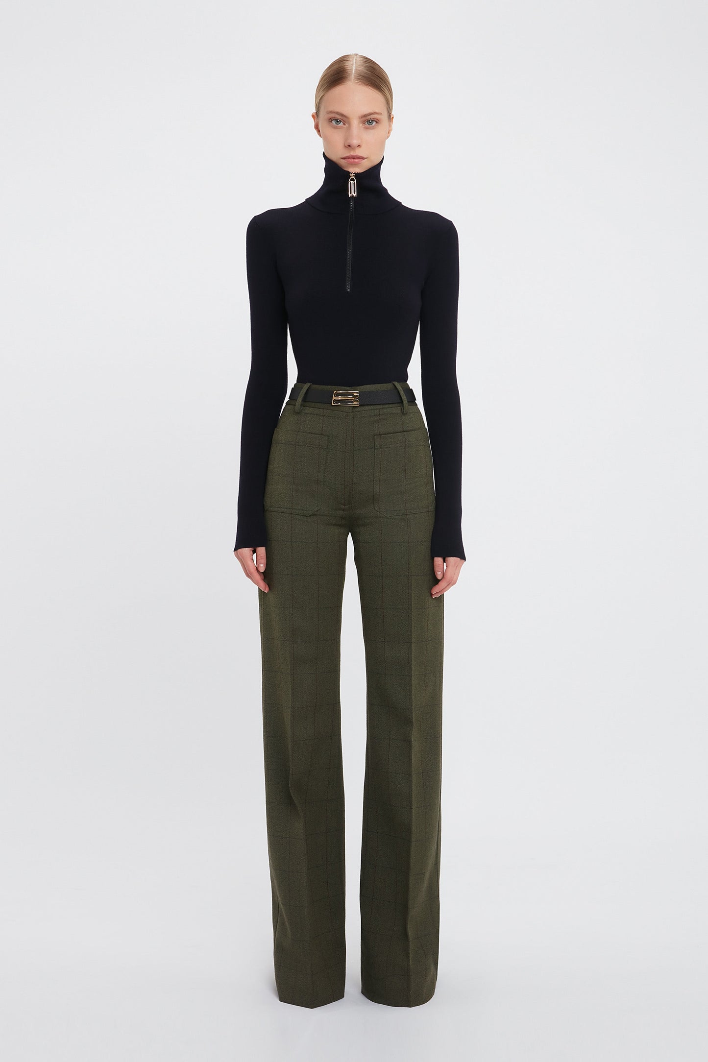 Exclusive Alina Tailored Trouser In Dark Fern Check