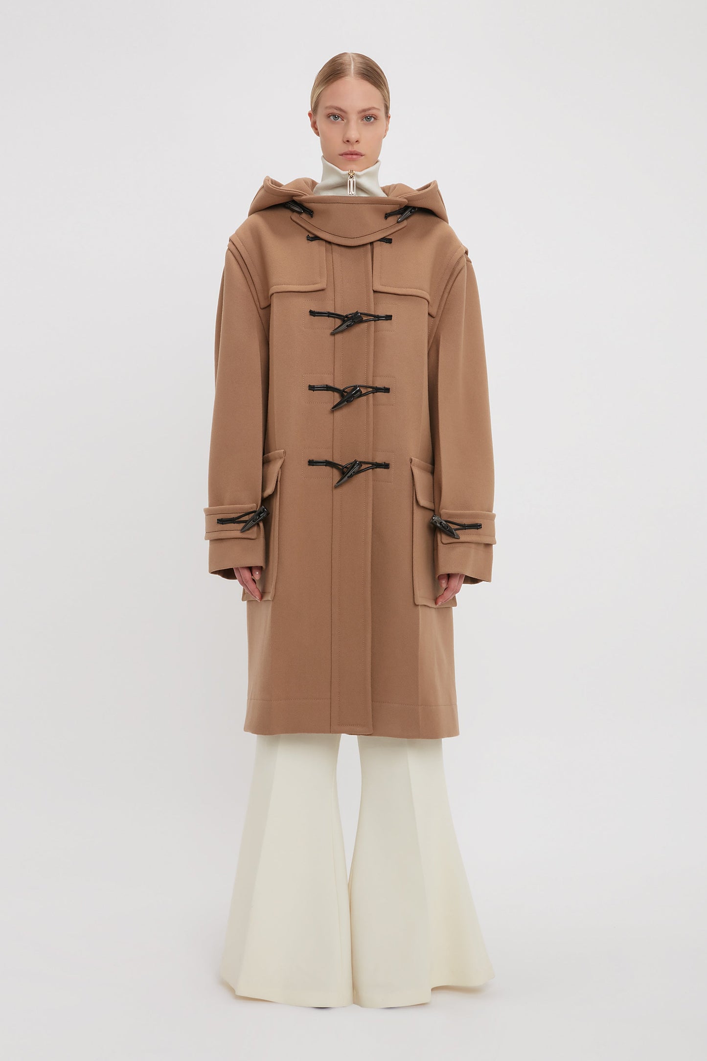 Oversized Duffle Coat In Camel Victoria Beckham