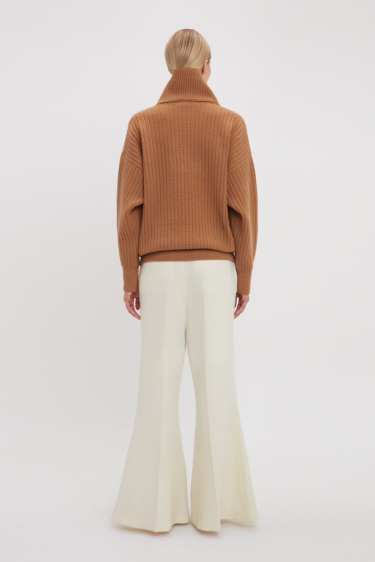 Shawl Neck Knitted Jumper In Camel