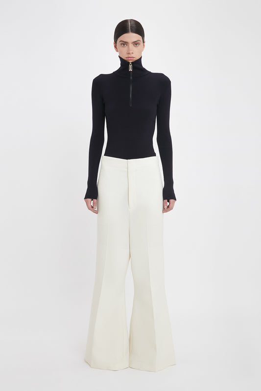 Low Rise Wide Leg Kick Trouser In Ivory