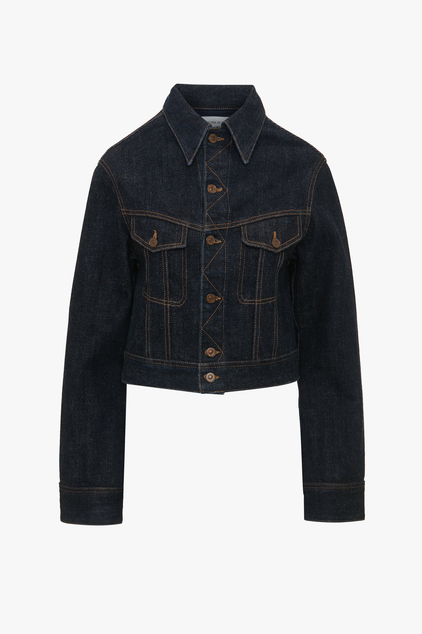 Cropped Denim Jacket In Dark Indigo Rinse Victoria Beckham