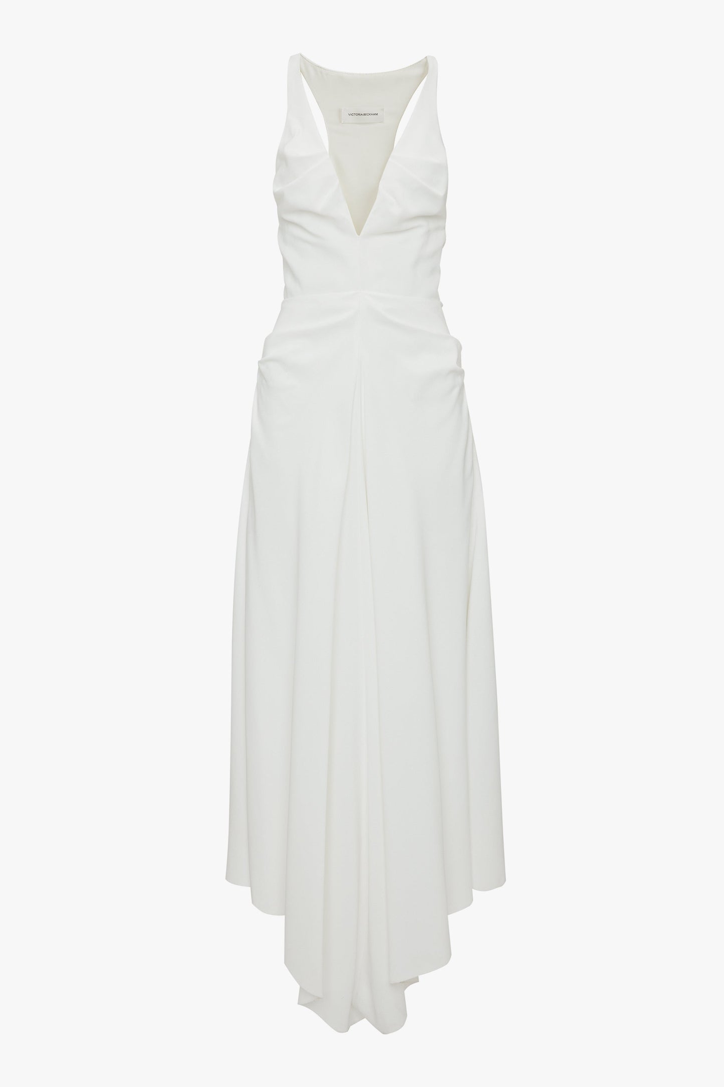 Gathered Racer Back Dress In White