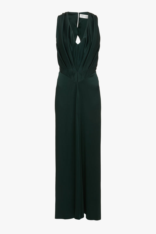 V-Neck Gathered Floor-Length In Seaweed