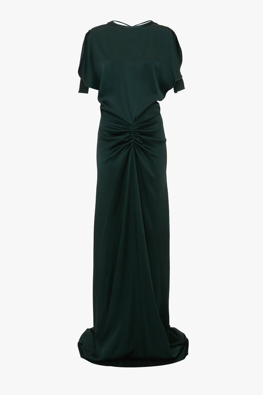 Exclusive Gathered Waist Floor-Length Dress In Seaweed