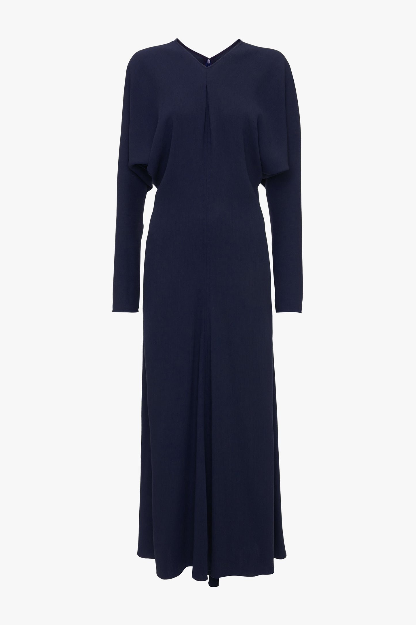 Exclusive Long Sleeve Draped Midi Dress In Ink Blue