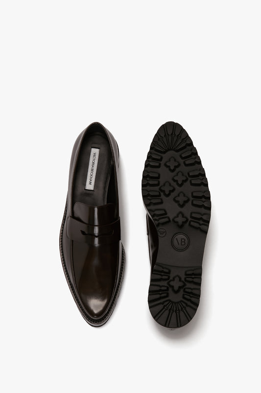 Flatform Loafer In Brown Leather