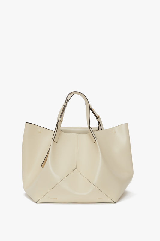 W11 Medium Tote Bag in Ivory Leather