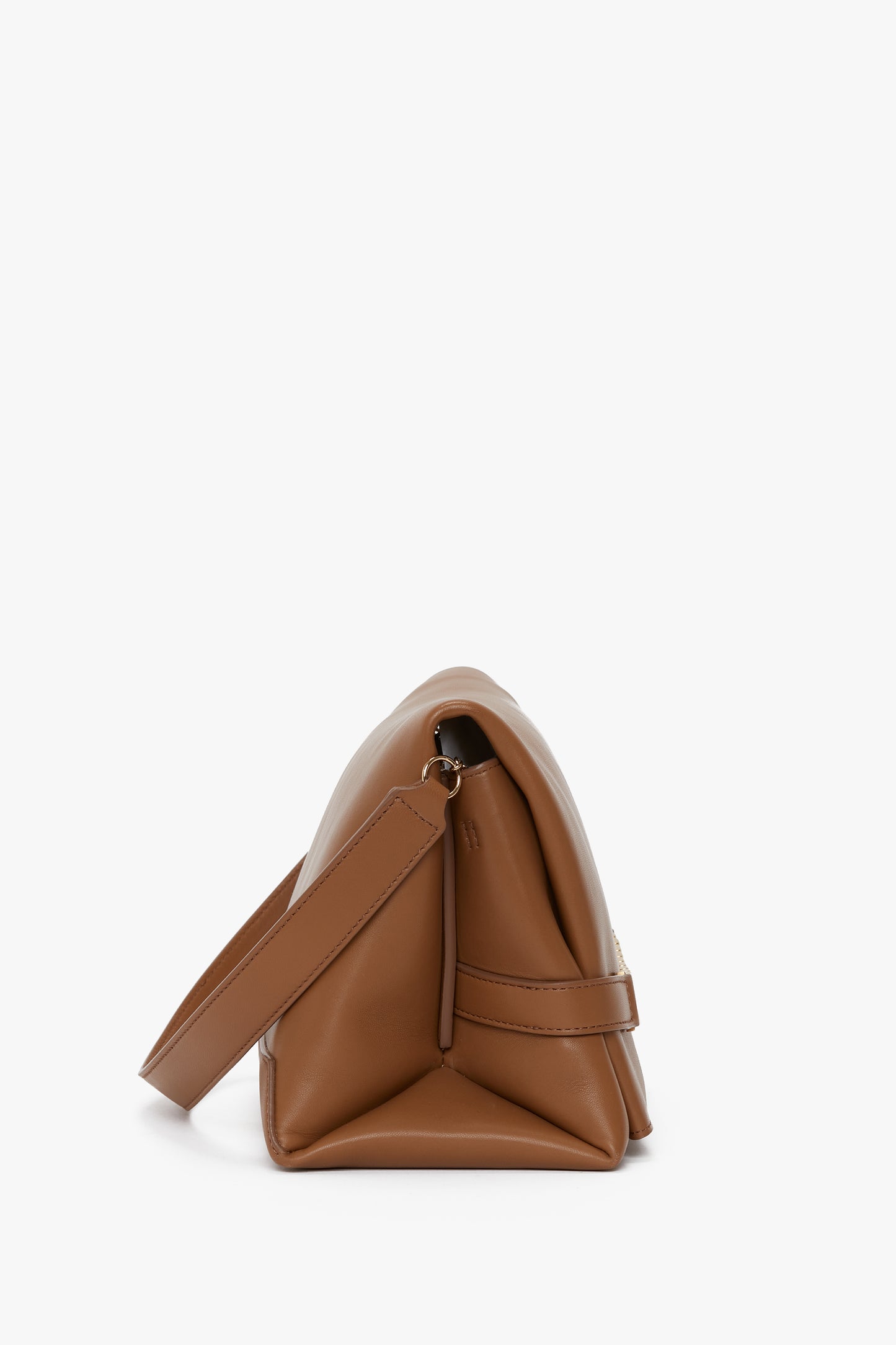 Chain Pouch Bag With Strap In Tobacco Leather