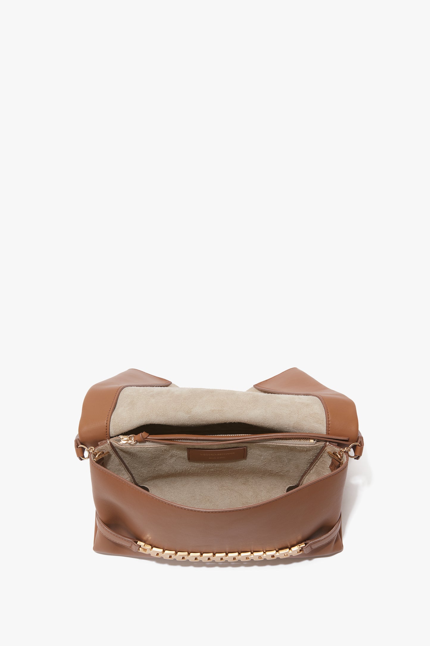 Chain Pouch Bag With Strap In Tobacco Leather