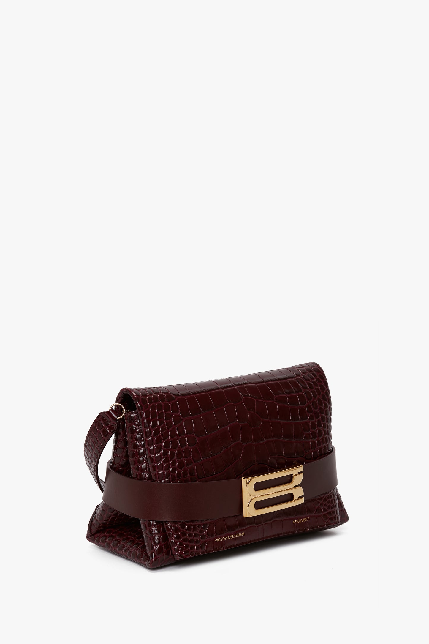 Exclusive B Pouch Bag In Croc Embossed Burgundy Leather