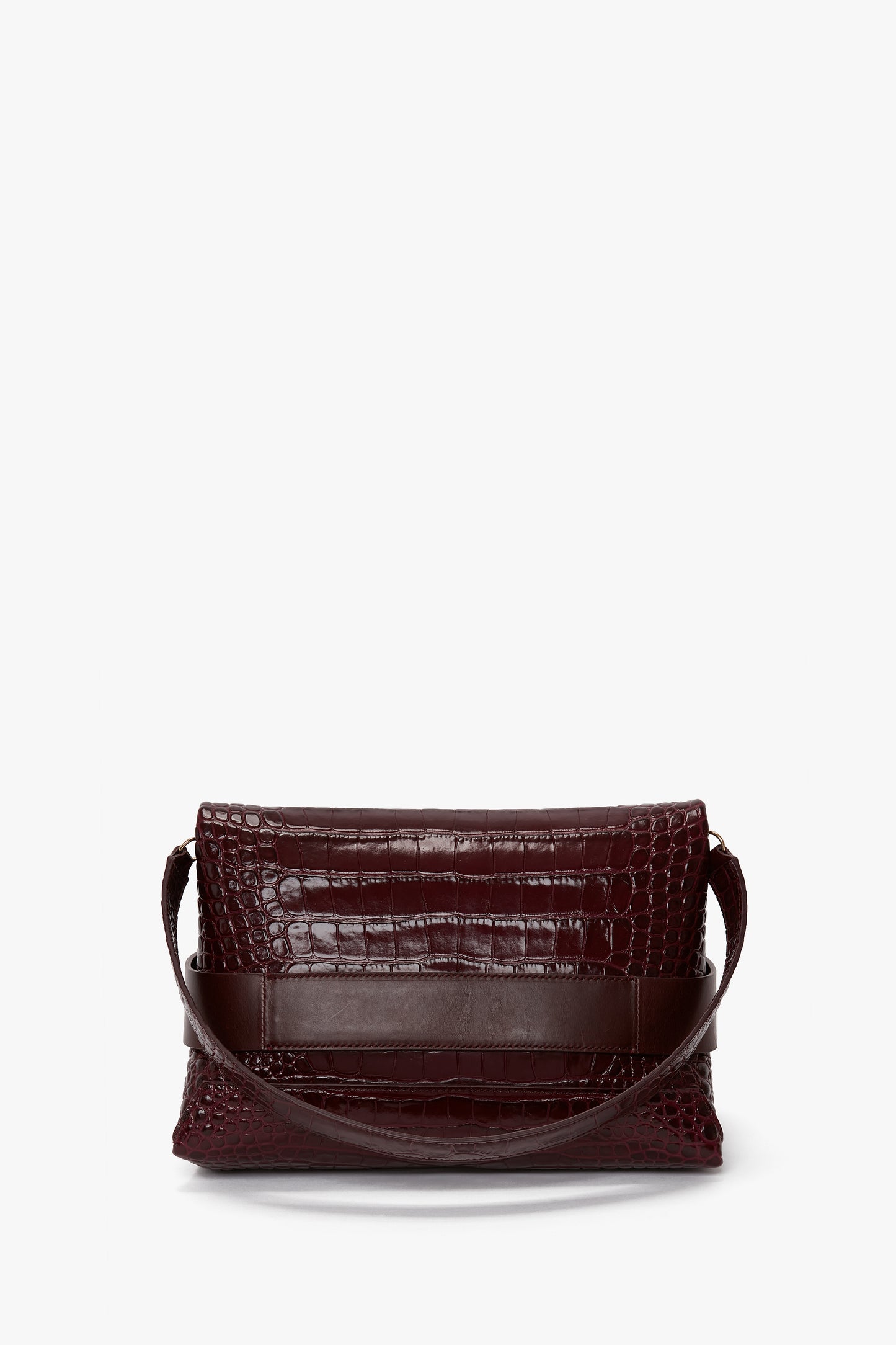 Exclusive B Pouch Bag In Croc Embossed Burgundy Leather