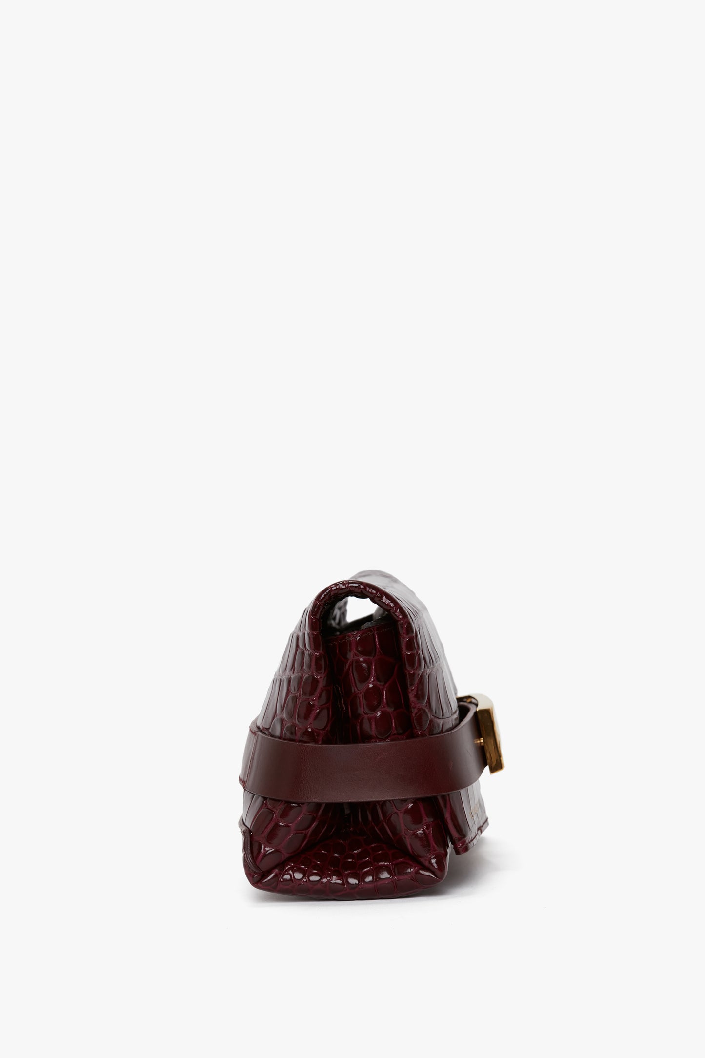 Exclusive Mini B Pouch Bag In Croc Embossed Burgundy Leather