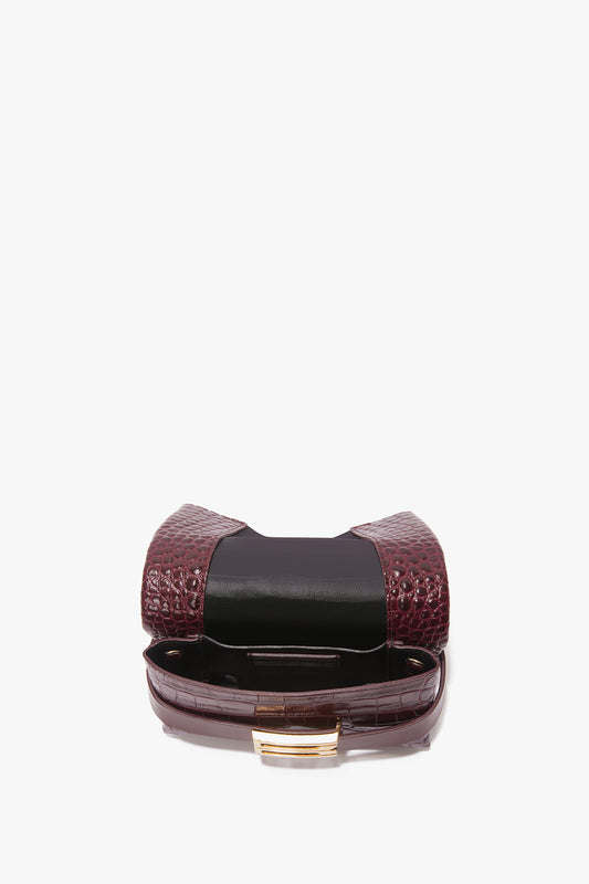 Exclusive Mini B Pouch Bag In Croc Embossed Burgundy Leather