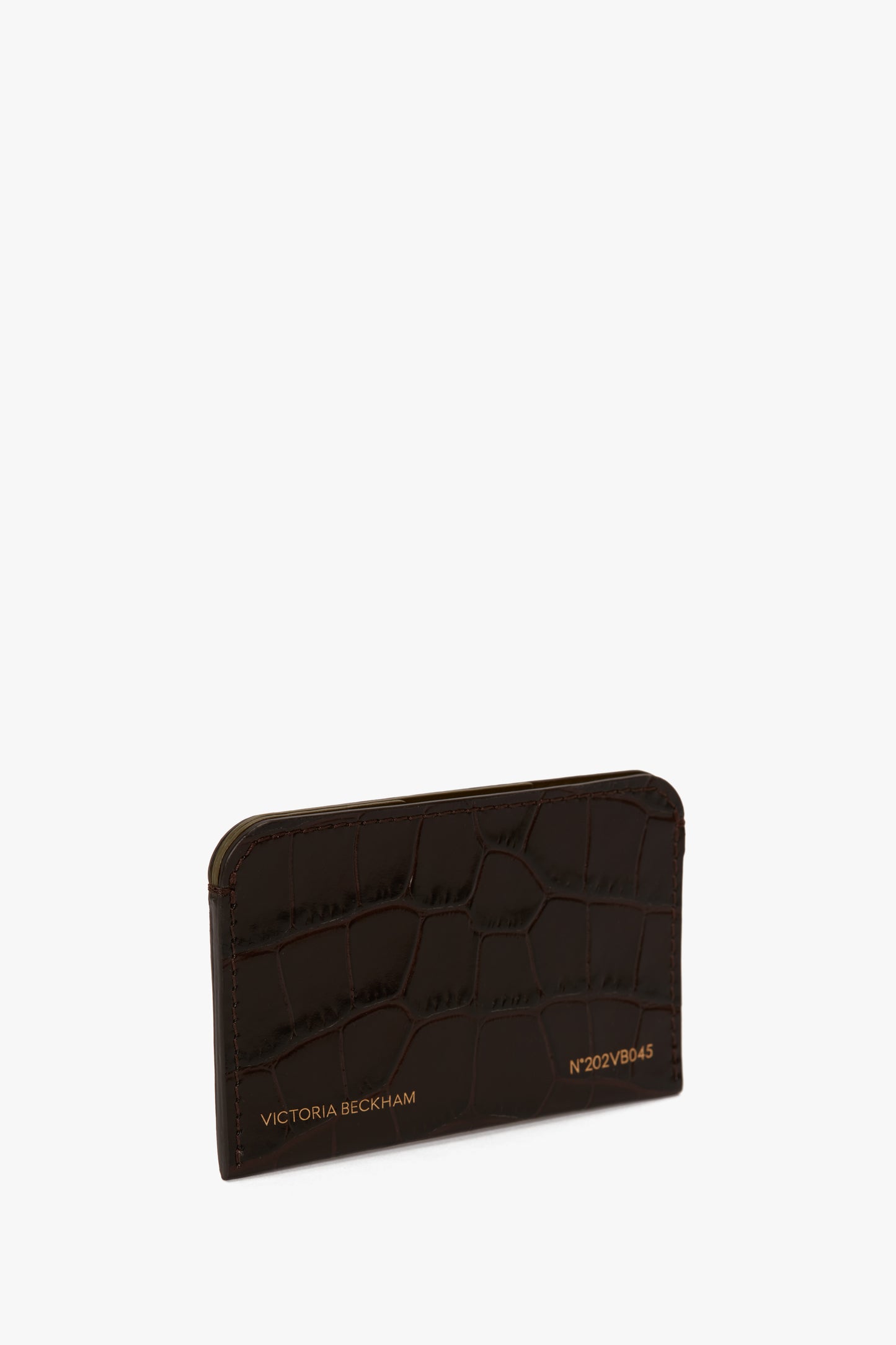 Exclusive Envelope Card Holder In Espresso Croc Embossed Leather