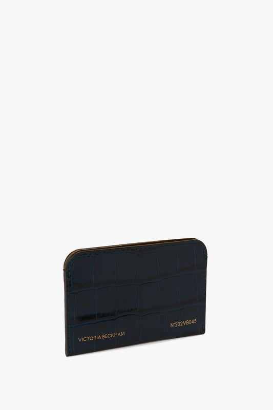 Exclusive Envelope Card Holder In Midnight Blue Croc Embossed Leather