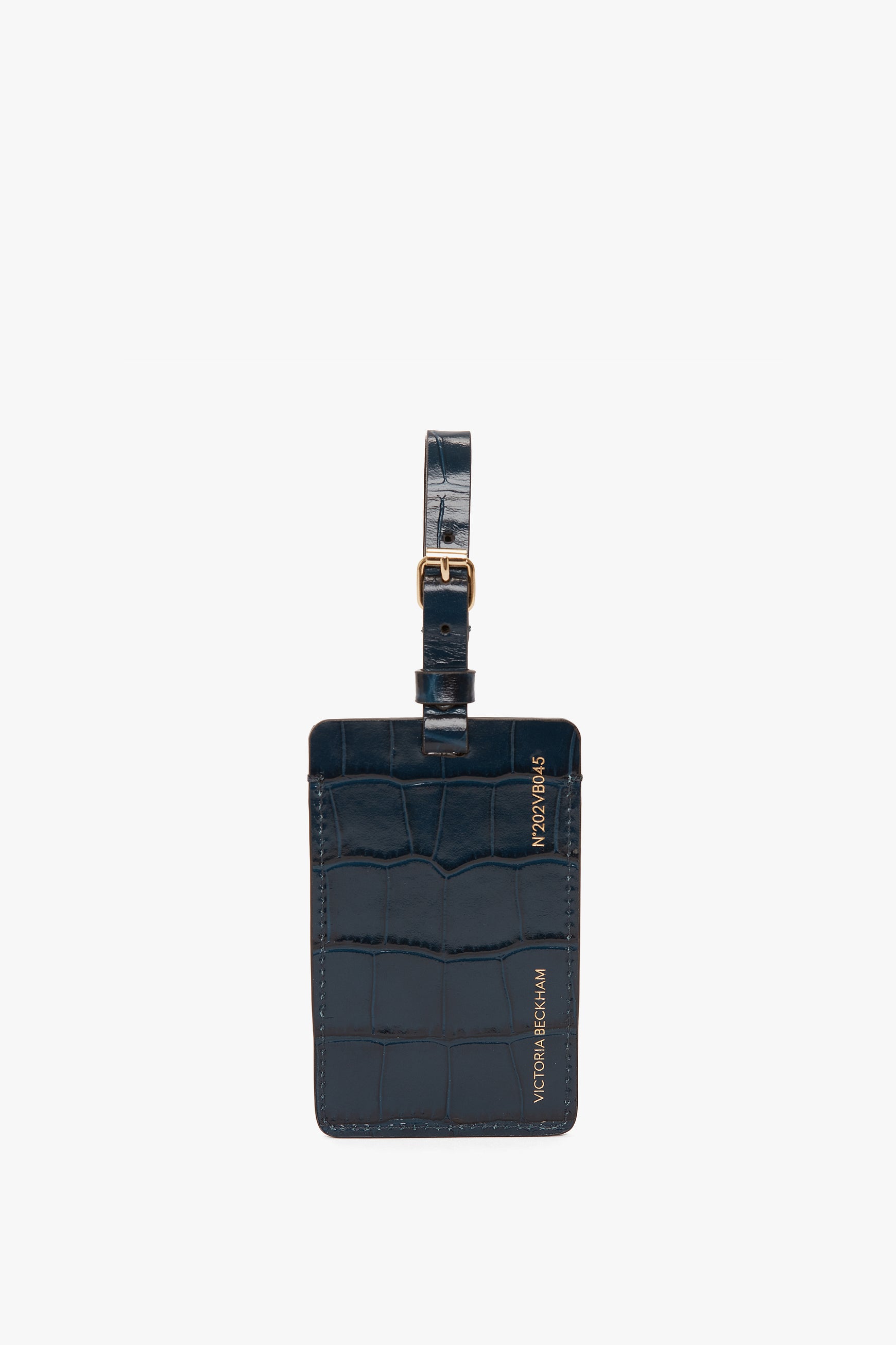 Exclusive Luggage Tag In Midnight Blue Croc Embossed Leather