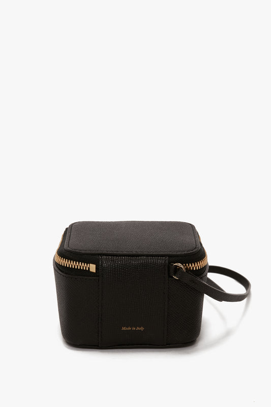 Micro Vanity Wristlet In Black Leather