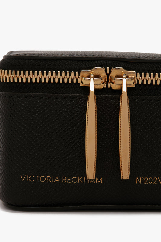 Micro Vanity Wristlet In Black Leather